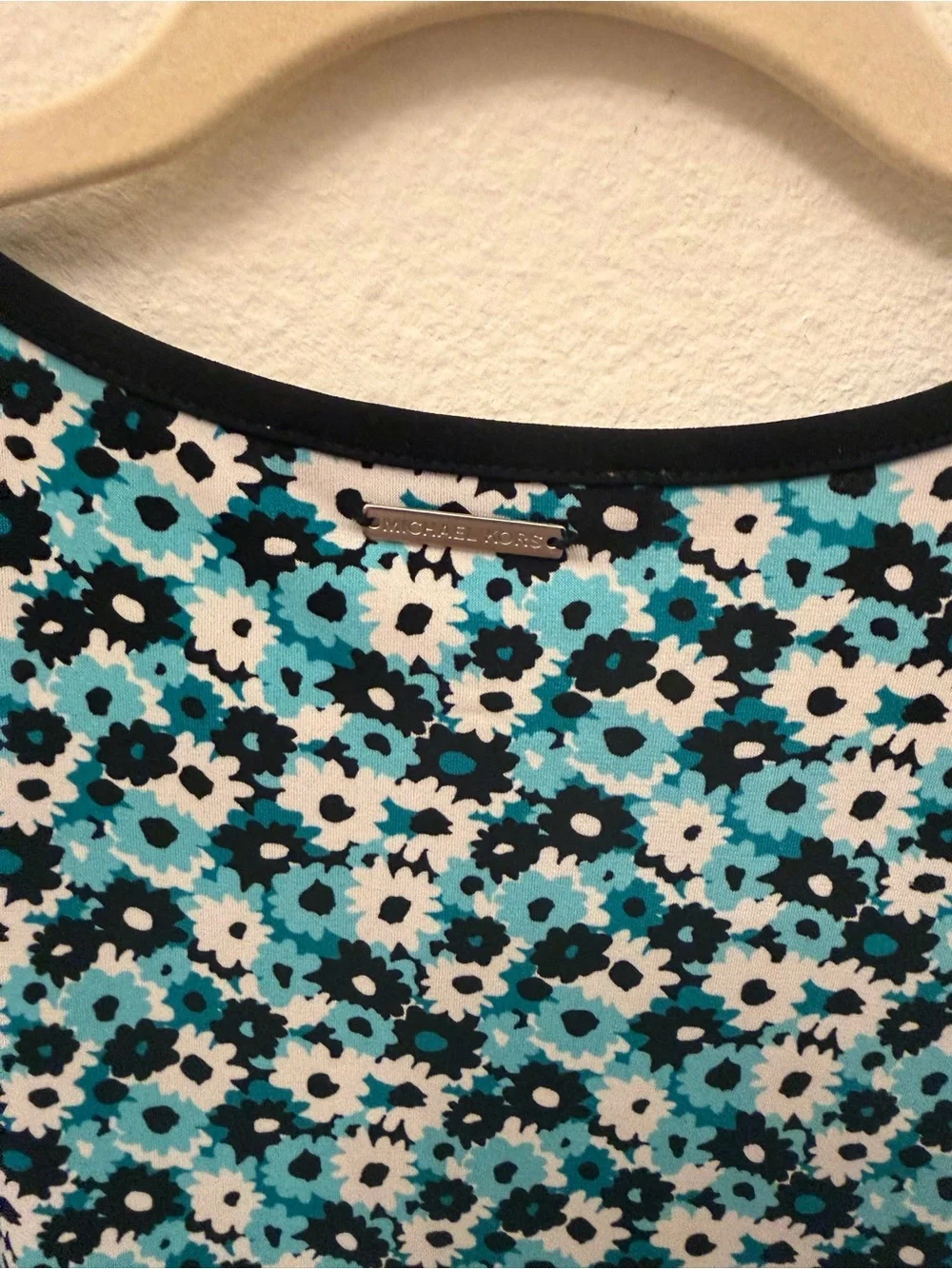 Michael Kors Teal and Black Floral Top
